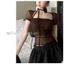 Milyfashion Áo Thun Ngắn Tay Cổ Vuông Xếp Ly Ôm Dáng Nhẹ Nhàng Họa Tiết Hoa Thời Trang Mùa Hè Cho Nữ