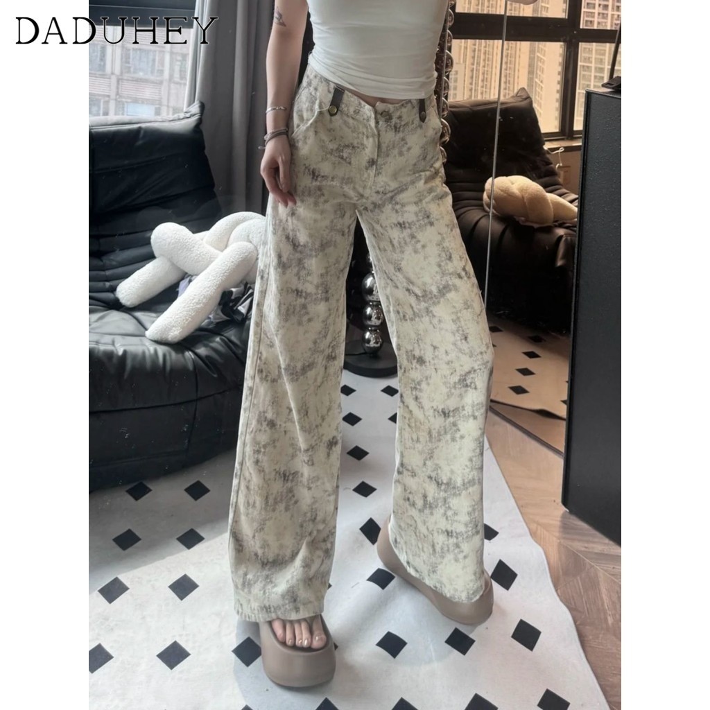 Ảnh DaDuHey New American Ins High Street Hip Hop Jeans Niche High Waist Loose Wide Leg Pants Large Size Trousers 2