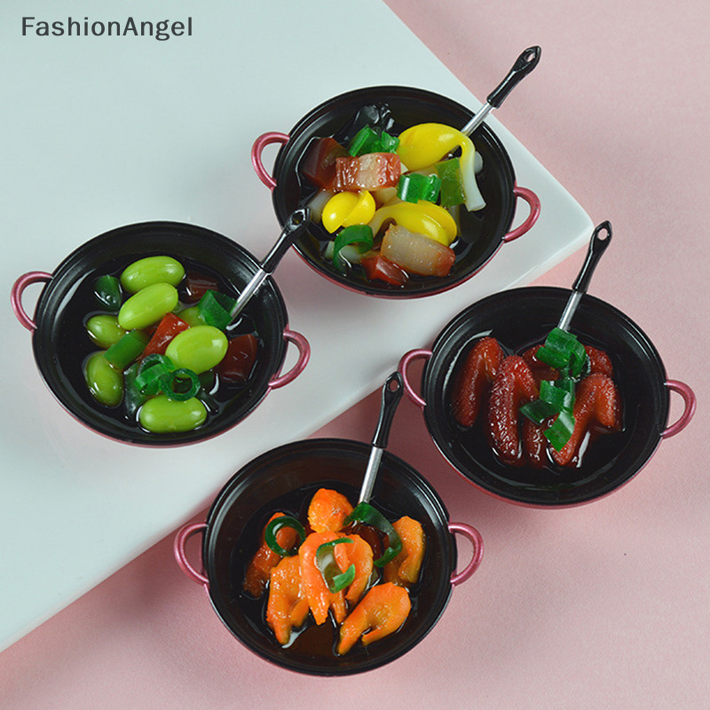 Fashionangel Nhà Búp Bê Thu Nhỏ Phụ Kiện DIY Nồi Nấu Ăn Với Thực Phẩm Dụng Cụ Nhà Bếp Mẫu TH