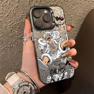 Anime Cool One Piece Nika Gear 5 Luffy Ốp Điện Thoại Cho Iphone 15 Pro Max 11 12 13 14 16 Pro Max 7 8 Plus XR X XS Max Shell Matte Armor Cứng Acrylic Chống Sốc Vỏ Laser Bạc