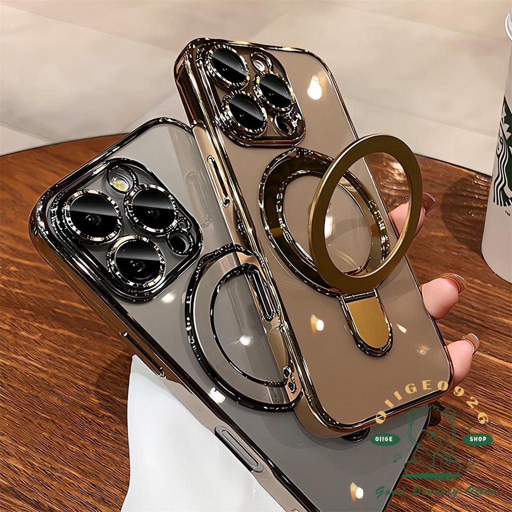 Giá đỡ kim loại từ tính Mạ ốp lưng điện thoại iphone16 Pro Max 15 14 13 12 11 vỏ cho iPhone XR / XS vỏ mềm silicon TPU chống sốc