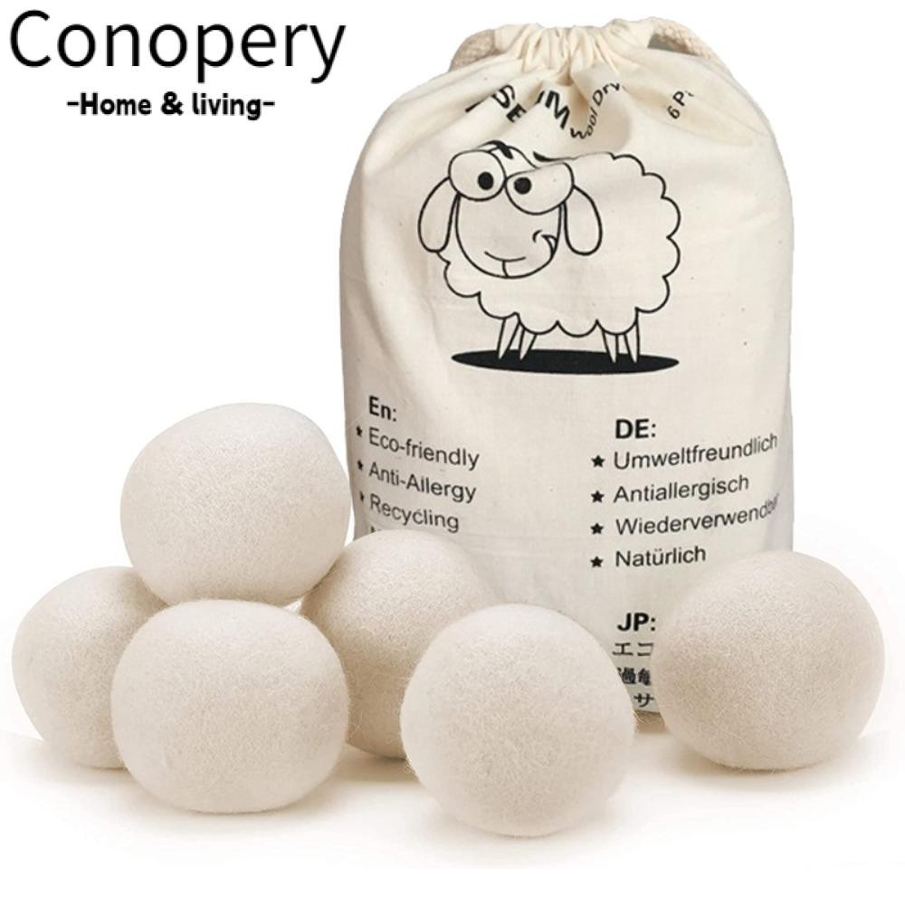 Conopery 6 Quả Bóng Máy Sấy Len, Quả Bóng Giặt Gia Đình Tăng Tốc Có Thể Tái Sử Dụng, Bóng Mềm 6-8cm Giảm Tĩnh