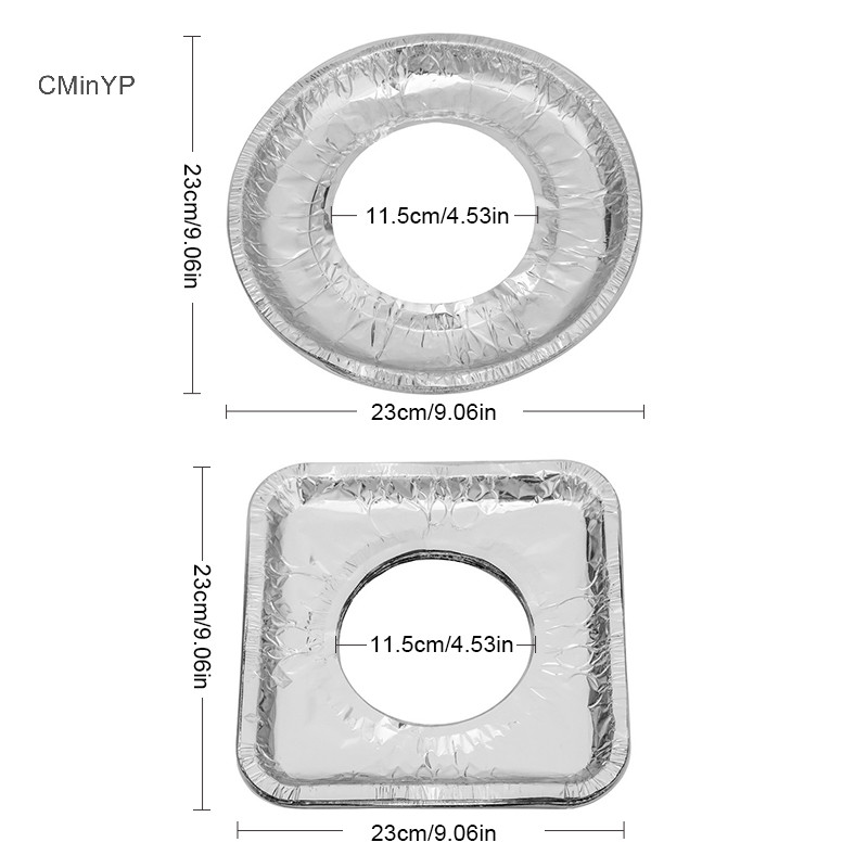 Cminyp 10 Cái / bộ Vỏ Lá Nhôm Dày Bếp Gas Chống Dầu Miếng Lót Bảo Vệ Vỏ Chống Vệ Sinh Miếng Lót Nhà Bếp Làm Sạch Phần Vinh Quang
