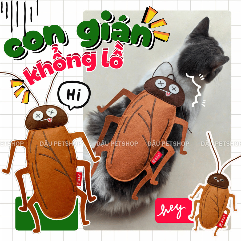 Con gián bông khổng lồ bằng vải nỉ đồ chơi cho chó mèo | Shopee Việt Nam
