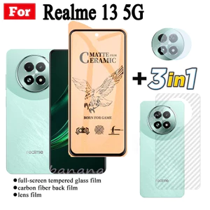 Kính cường lực gốm 3 TRONG 1 Realme 13 5G cho Realme 13 + 12 + 12 5G Ống kính máy ảnh Kính bảo vệ màn hình và Phim mặt sau