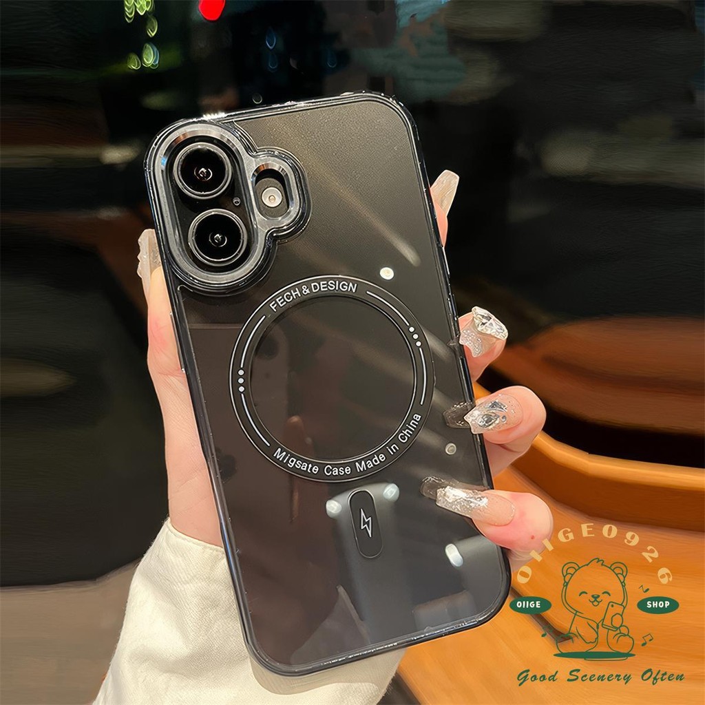 【 Ốp lưng iphone16 】 Vỏ điện thoại nam châm màu ống kính kim loại iphone16 Pro Max 15 14 13 12 11 cho vỏ iPhone Vỏ mềm silicon TPU + PC chống sốc