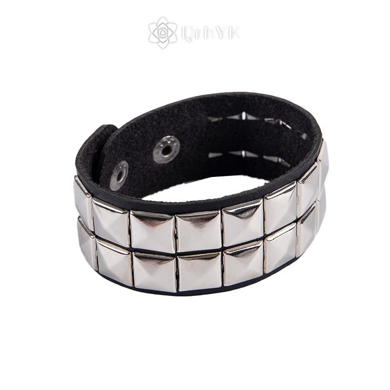 Qrhyk Độc Đáo Đinh Tán Đinh Tán Rộng Vòng Tay Punk Gothic Rock Unisex Lắc Tay Nam Trang Sức Mới