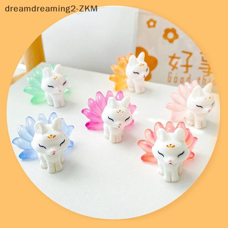 [dreamdreaming] 1PC Nhựa Dạ Quang Dễ Thương Chín Đuôi Cáo Trang Trí Phát Sáng Trong Bóng Tối Nhân Vật Thu Nhỏ Fox Micro Phong Cảnh Trang Trí Nhà Búp Bê [zkm]