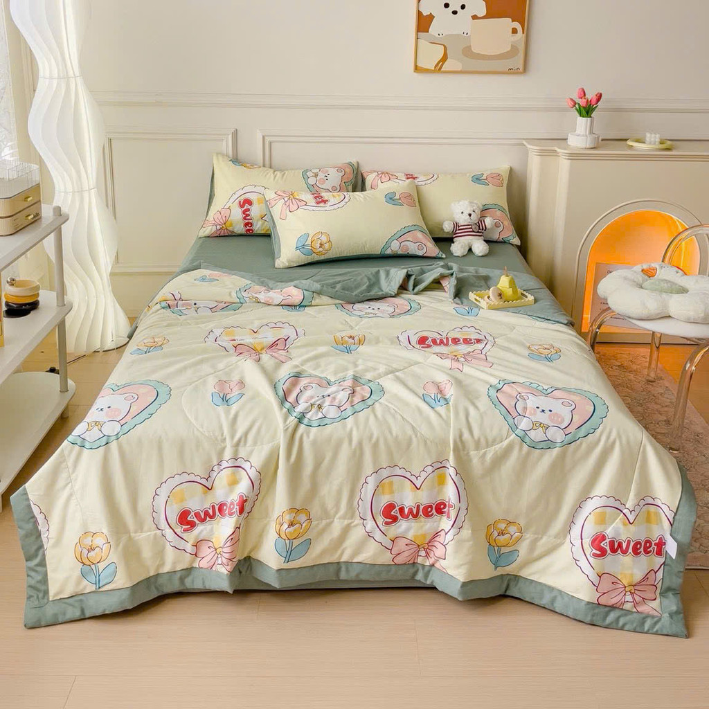 (ST414)Bộ Chăn Ga Gối Cotton Đẹp Mềm Mát Không Điểm Nào Chê - MemMinbedding Luxury