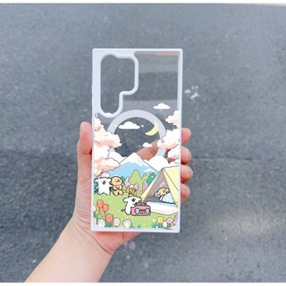 Vỏ hoa văn cắm trại hoạt hình cho Samsung s22 s22plus ultra Case Girly S23 S23Plus s23fe s24 s24plus s24ultra Cover