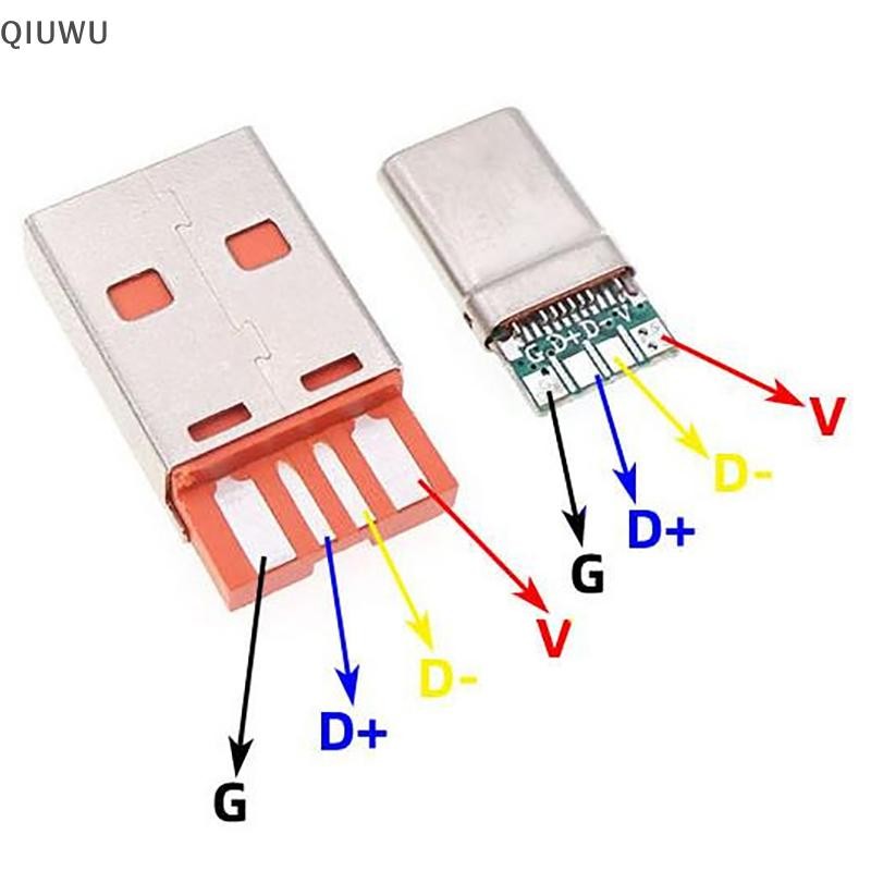 Qiuwu Sạc Nhanh Type-C USB 65W 5A Đầu Nối Nam Hàn Với 5Pin PCB + Loại A Nam 6 Pin USB DIY Bộ Sạc Dữ Liệu OTG.