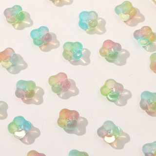 Nhỏ Tươi Bán Trong Suốt Màu Gradient Bốn Lá Cỏ Ba Lá Osmanthus Thủy Tinh Hoa Nhỏ Rời Hạt Đính Hạt Tự Làm Vòng Tay Nữ