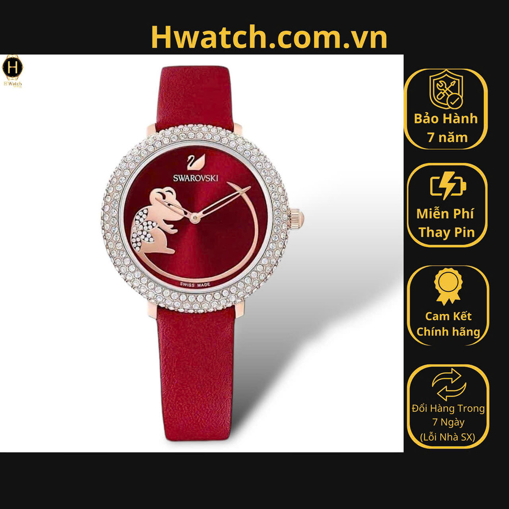 スワロフスキー 時計 女性 Crystal Frost 5519226 レッド Swarovski Crystal Frost Red Dial Red Leather Strap Watch for