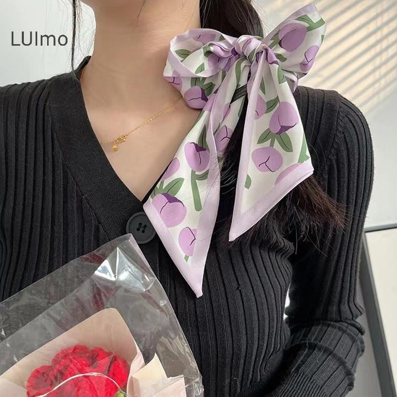 Luimo Khăn Lụa Xanh Ánh Sáng Sa Kẻ Sọc Thời Trang Đơn Giản Hoa Mỏng Tươi Mũ Dành Cho Nữ Quà Tặng sành điệu SBS