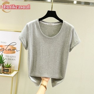 Áo thun nữ modal cotton tay ngắn áo thun mùa hè 2024 Áo sơ mi dáng rộng cổ tròn áo thun trơn Áo thường ngày