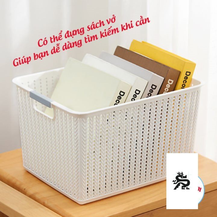 Combo 2 rổ đan mây đựng đồ đa năng size Bé (3415-1) Việt Nhật , Giỏ đan đựng quần áo, dụng cụ nhà bếp thiết kế hiện đại