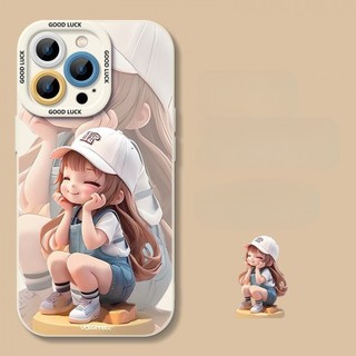 Ốp điện thoại sơn mặt bé gái cho iPhone16 / 15 / 14 / 13 / MINI / 12 / 11 / Pro MAX / X / XS / XR / 7 / 8 / 6 Vỏ bảo vệ toàn diện bằng silicon lỏng chống sốc và chống rơi