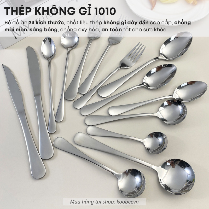 Bộ Dao Muỗng Dĩa Thìa Inox Ăn Bít Tết Nhiều Kích Cỡ Inox 410 Cao Cấp Chuyên Dùng Cho Nhà Nàng