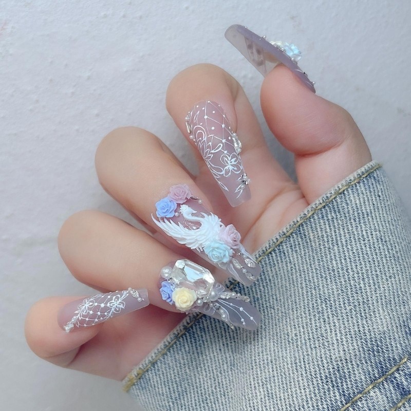 ⚝⚝Richh DIY Nail Art Khuôn Silicon Cho 3D Họa Tiết Nổi Hoa Hồng Bướm Giáng Sinh Thiết Kế Móng Tay Quyến Rũ Phụ Kiện