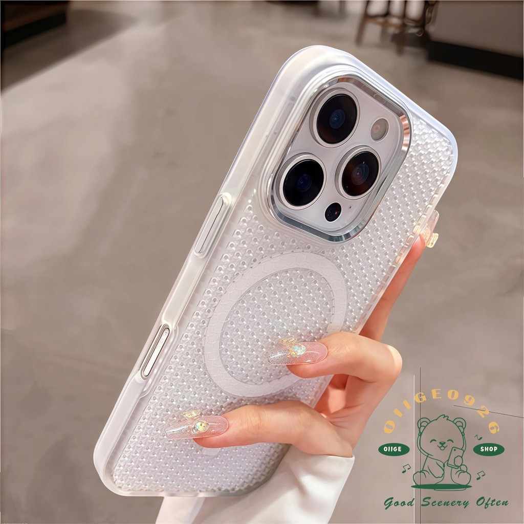 Ốp điện thoại tản nhiệt màu trong suốt từ tính iphone16 Pro Max 15 14 13 12 cho vỏ iPhone PC Vỏ cứng chống sốc