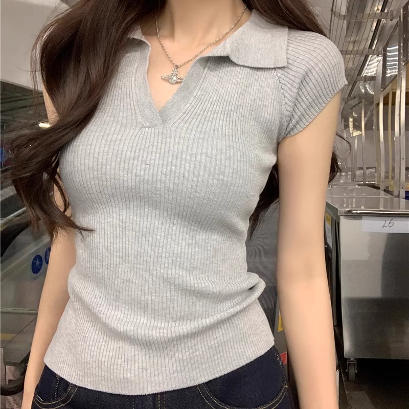 SUXI Áo sơ mi ngắn tay màu trơn đơn giản, phù hợp mùa hè dành cho nữ