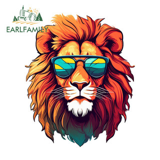 EARLFAMILY Lion Head Graffiti Phim Hoạt Hình Dán Xe Máy Ván Trượt Điều Hòa Không Khí Đề Can Thời Trang Chống Trầy Xước Phụ Kiện Xe Hơi