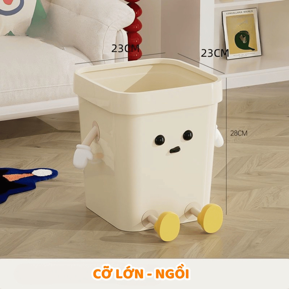 Thùng Rác Decor Hoạt Hình Dễ Thương Trang Trí Phòng Ngủ Phòng Khách Nhựa PP Bền Đẹp Dung Tích Lớn DInohome