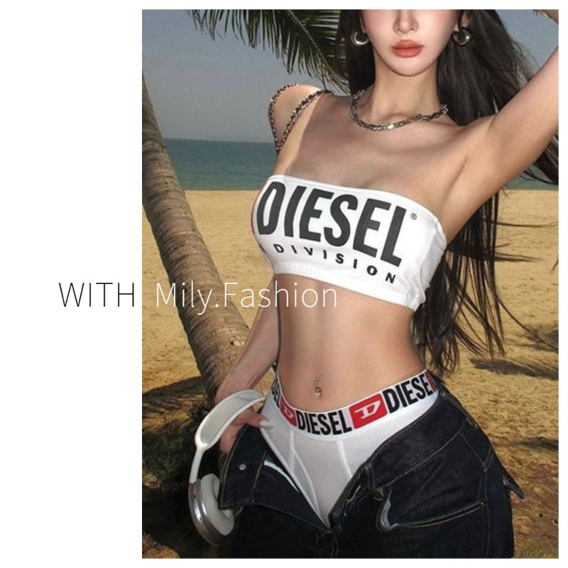 Áo vest ống in chữ Milyfashion có đệm cho phụ nữ, thiết kế niche mùa hè 2025, vừa vặn với quần áo nữ