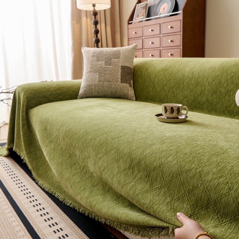 Vỏ Sofa Chenille Có Thể Giặt Được Có Tua Rua, Chăn Sofa Kẻ Sọc Chắc Chắn, Bảo Vệ Nội Thất Thú Cưng, Vỏ Sofa 2 Và 3 Chỗ Cho Sofa Hình Chữ L Đa Năng Chống Trơn Trượt
