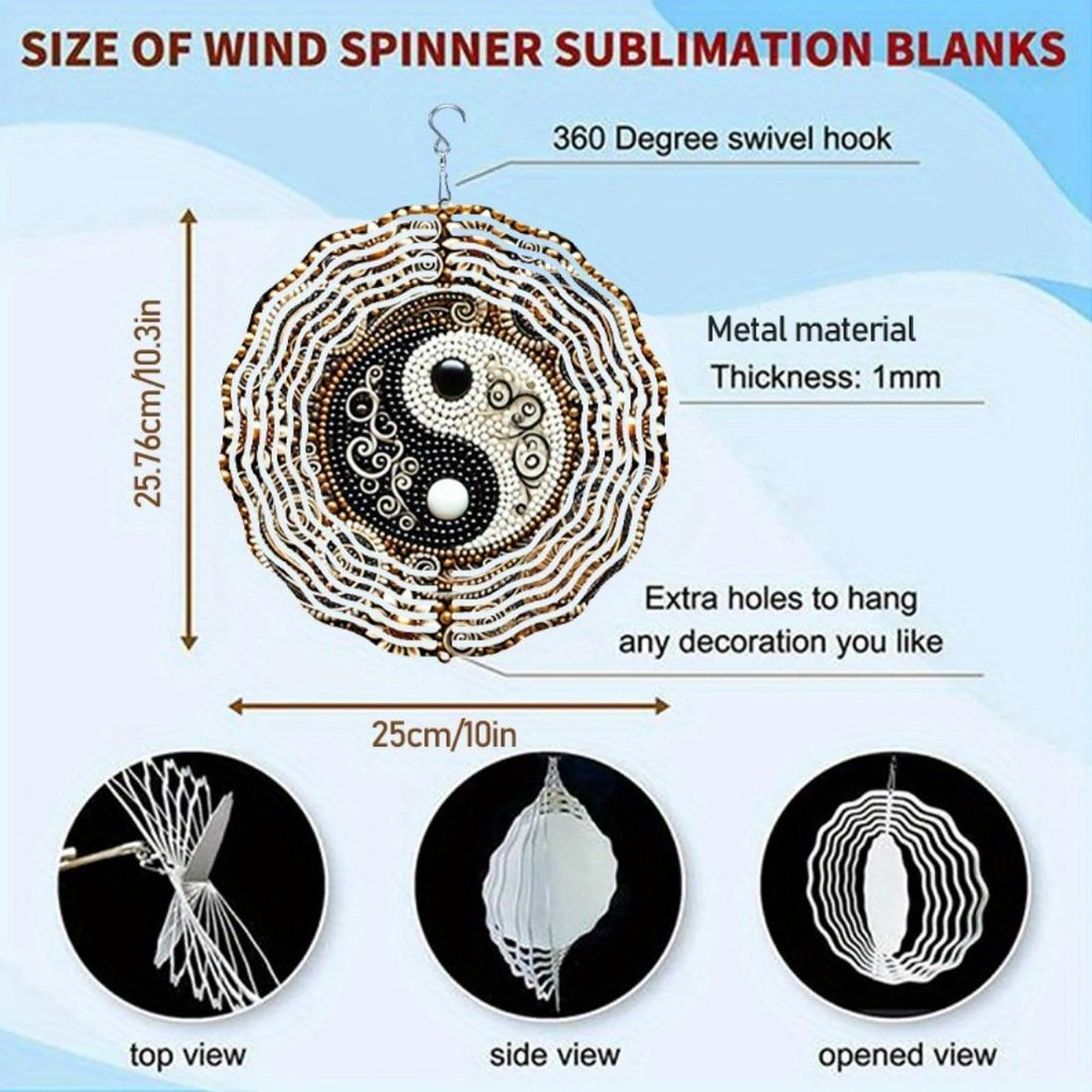 Chuông gió âm dương 3D với thiết kế hoa sen & xoáy, cánh hoa thời tiết bằng kim loại thanh lịch cho sân vườn Trang trí ngoài trời trong nhà, Quà tặng lý tưởng
