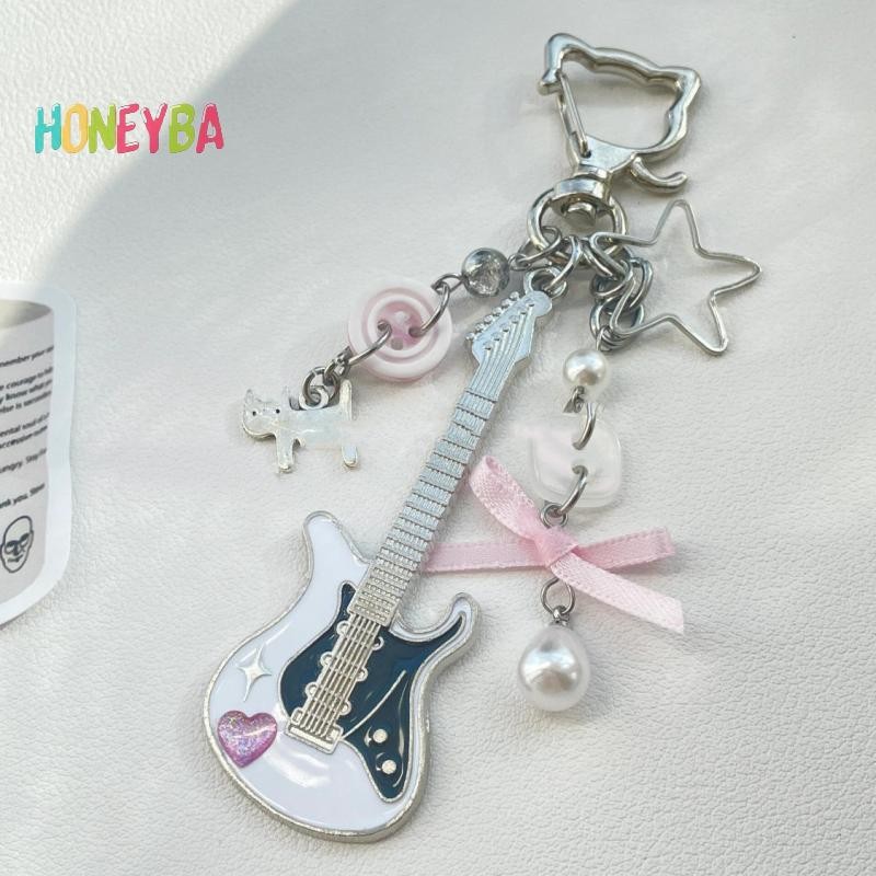 < Honeyba > Y2K Guitar Dành Cho Nam Nữ Thoáng Mát Pentagram Nơ Mặt Dây Chuyền Thời Trang Rock Punk Túi Phụ Kiện Quà Tặng
