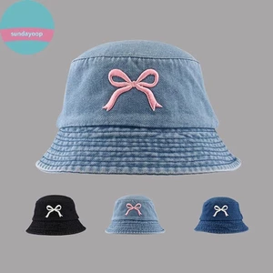 Sund Mới Thêu Cotton Denim Xô Mũ Nữ Ngoài Trời Che Nắng Người Cá Mũ Dành Cho Học Sinh Quà Tặng Mặt Trời VN