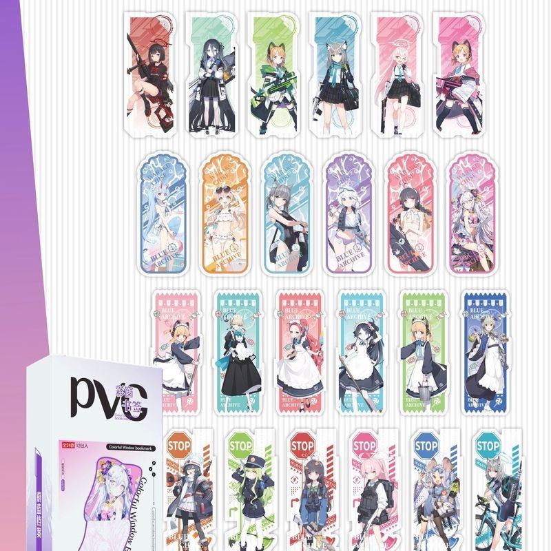 Blue Archive Anime PVC Dấu trang trong suốt | Quà tặng văn phòng phẩm sinh viên thẩm mỹ
