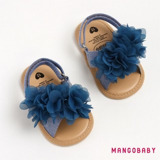 MG-Baby Bé Gái Dép Mùa Hè Dễ Thương Hoa Voan Giày Đế Bằng Chống Trơn Trượt Cho Trẻ Sơ Sinh Giày Tập Đi Đầu Tiên