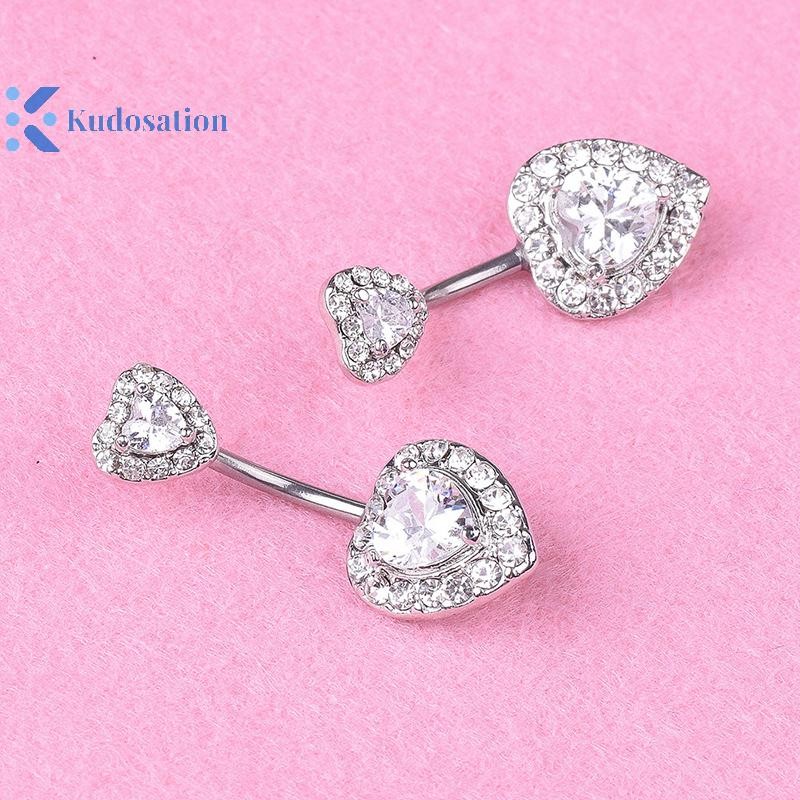 Kudosation Pha Lê Trái Tim Rốn Bụng Nút Nhẫn Barbell Rốn Nhẫn Xuyên Cơ Thể Trang Sức