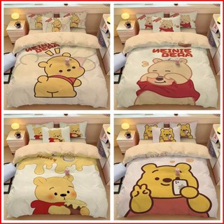 G13 Winnie the pooh 3IN1 Ga trải giường Quilt Cover Vỏ gối Bộ chăn ga gối Phòng ngủ gia đình Bộ đồ Anime có thể giặt được G13