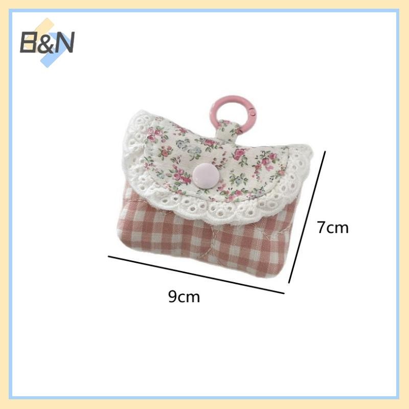 B & N Dễ Thương Ngọt Ngào Ren Hoa Ví Đựng Tiền Xu Thời Trang Màu Hồng Xanh Kẻ Sọc Tai Nghe Bảo Vệ Bé Gái Túi Bảo Quản Nhỏ Di Động.