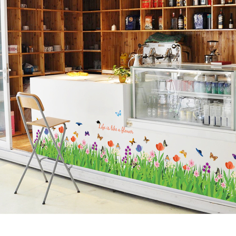 SK9057 Zhonglan Hoa Cỏ Bướm Đế Phòng Khách Trang Trí Phòng Tắm Phẳng Tự Dính Chống Thấm Nước Có Thể Tháo Rời Dán Tường