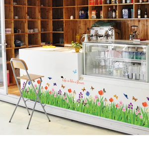 SK9057 Zhonglan Hoa Cỏ Bướm Đế Phòng Khách Trang Trí Phòng Tắm Phẳng Tự Dính Chống Thấm Nước Có Thể Tháo Rời Dán Tường