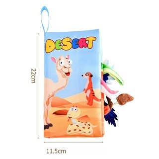 【BabyJoy】Sách vải thiếu nhi,Sách vải 3D,Sách vải cho bé,Sách Vải Đuôi Động Vật Song Ngữ,sột soạt,Có thể giặt được