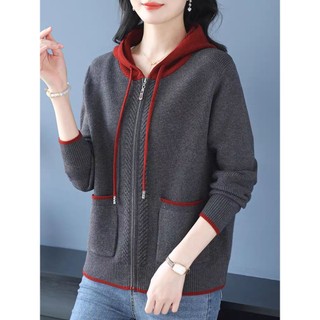 Áo len dệt kim dáng rộng, có mũ trùm đầu, style cardigan - Perfect cho mùa thu