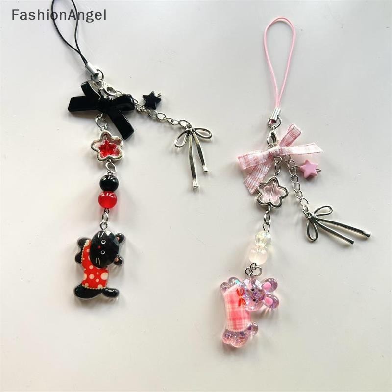 FashionAngel Dễ Thương Thỏ Ngọt Nơ Đính Hạt Điện Thoại Dây Đeo Móc Khóa Mặt Dây Chuyền Chống Mất Dây Xích Điện Thoại Túi Đồ Trang Trí Điện Thoại Nữ Tính Quyến Rũ Quà Tặng VN
