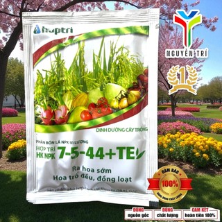 Phân Bón Lá NPK 7-5-44+TE Hợp Trí (Gói 40g) - Kích Thích Ra Hoa Sớm, Trổ Bông Đồng Loạt, Chắc Hạt