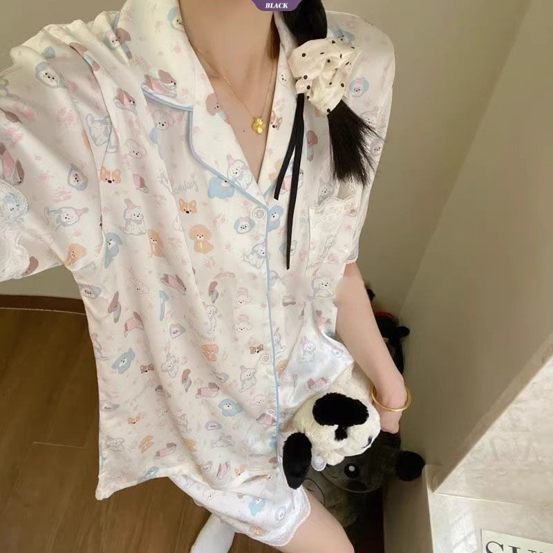 Ren Sweet Dog Áo Ngủ Bạc Hà Tay Ngắn, Phù Hợp Mùa Hè, Thời Trang INS
