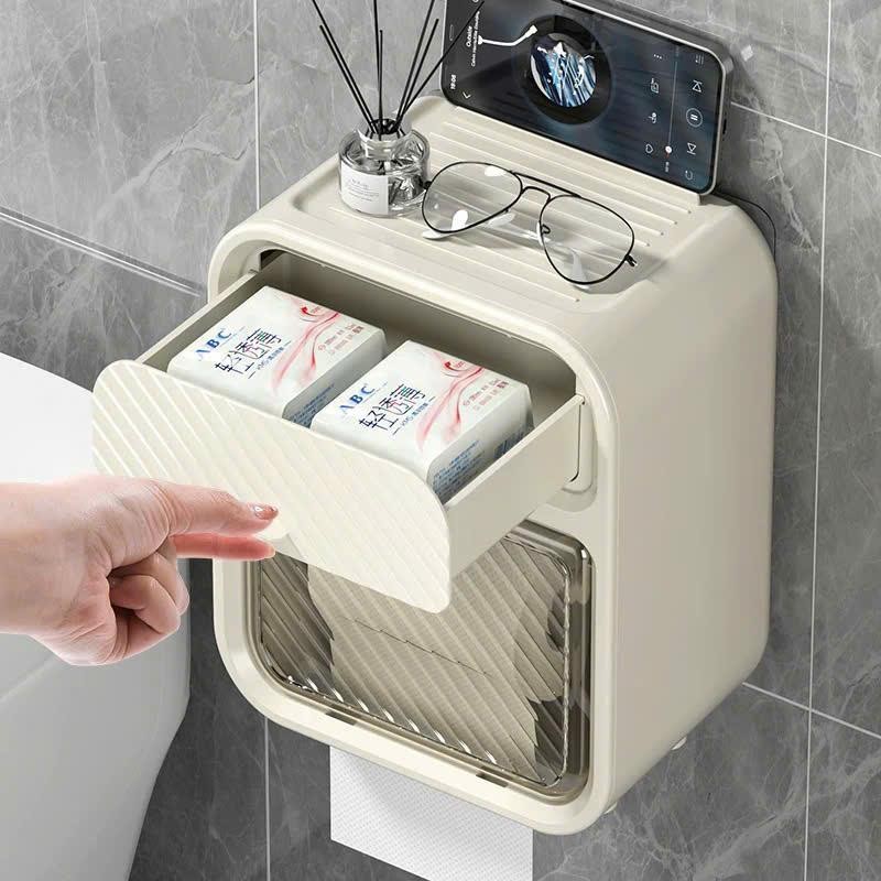 Hộp Đựng giấy vệ sinh dán tường 2 trong 1, Đa năng chống thấm nước treo nhà tắm ABS+PP cao cấp ( kèm miếng dán )  BB-508