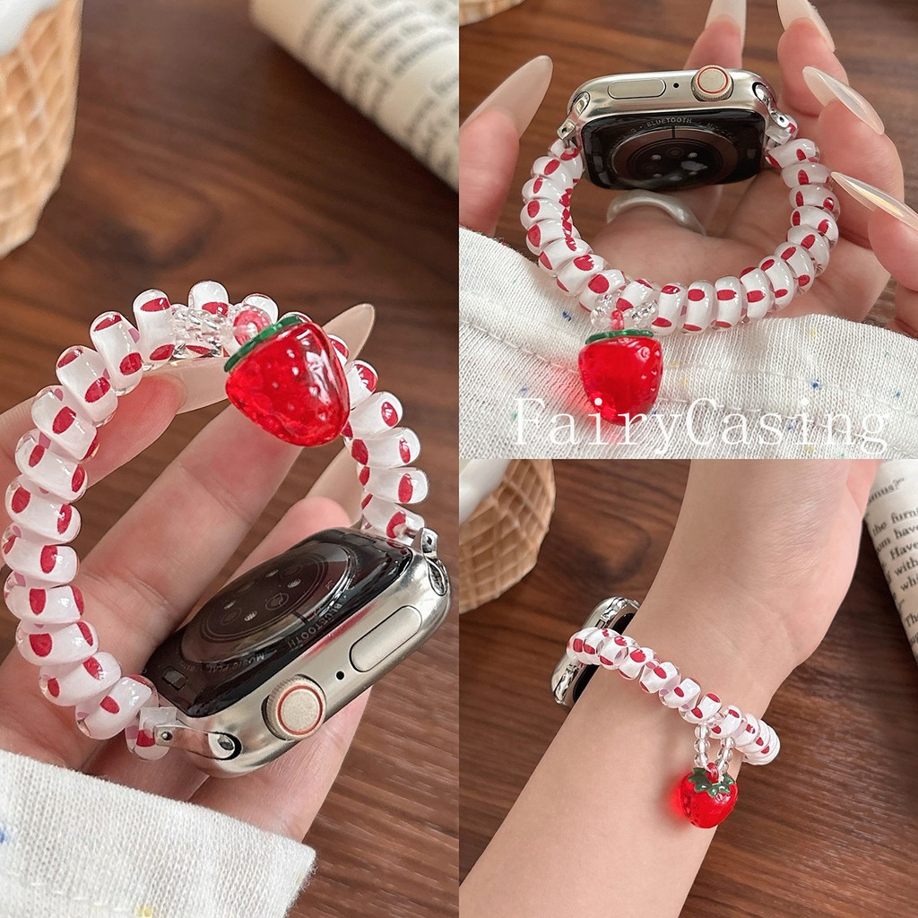 Dây đeo đàn hồi Strawberry HeadS11 Band cho Apple Watch 42mm 46 49 45 40 44 38 41mm Vòng tay cho IWatch 10 9 8 7 SE 6 5 S11 Band