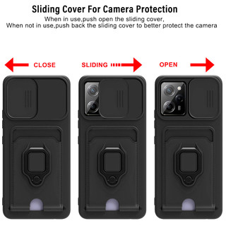 Dành Cho Xiaomi POCO X5 Pro 5G Ốp Lưng 4 Trong 1 Trượt Camera Bao Đựng Thẻ Đứng Vuông Freebie Dây Chống Sốc Chống Rơi Mỏng Mềm TPU Cover
