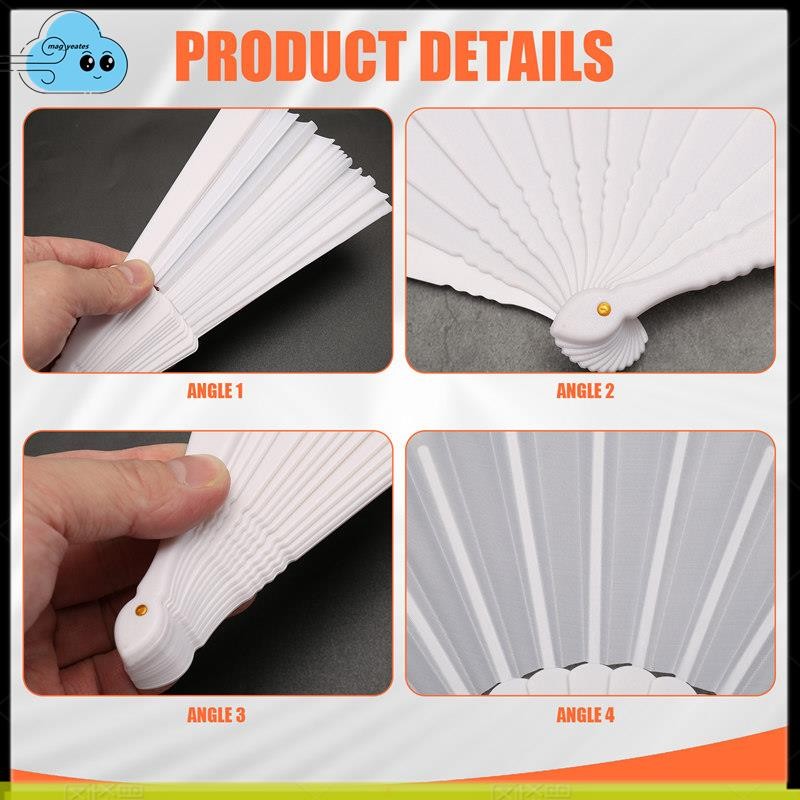 Quạt cầm tay bằng vải nhựa có thể gập lại cho nữ màu trắng