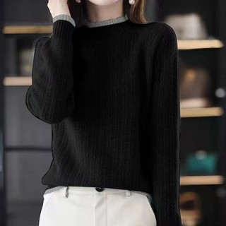 Áo len dệt kim dài tay nữ mùa thu đông cổ cao nửa cổ
