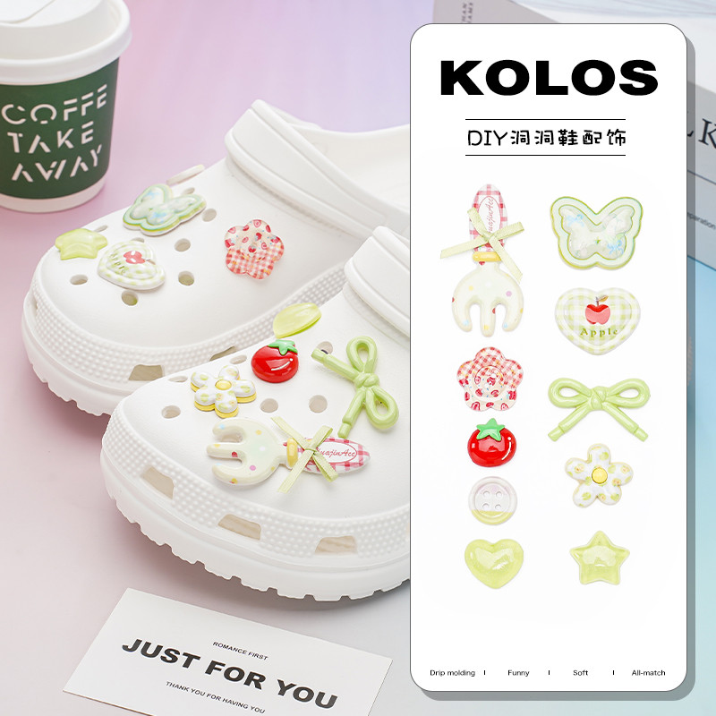 Phụ kiện khóa giày lỗ crocs cao cấp, hoa/nơ/cà chua, dễ tháo rời, tương thích Busch/Zhibixing/ins